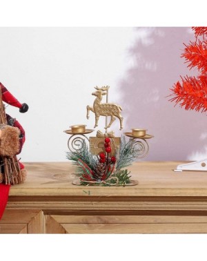 Candleholders Christmas Decoration-Xmas Tree Santa Elk Iron Rack Candle Holder Candlestick Gift Desktop Ornament - Santa Clau...