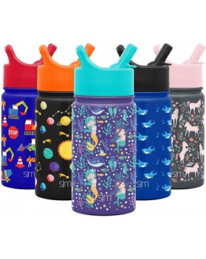 Tableware Kids Insulated Cup with Lid and Silicone Straw Stainless Steel Flask Metal Thermos for Toddlers Boys and Girls- 14o...