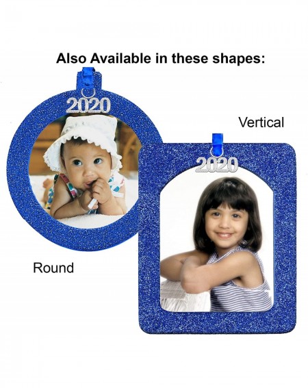 Ornaments 2020 Magnetic Glitter Photo Christmas Ornaments with Non Glare Photo Protector- Horizontal - Blue - Blue - CU124B6B...
