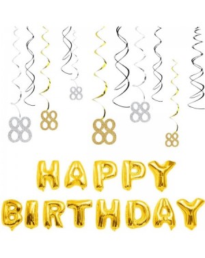 Banners & Garlands 88th Birthday Decorations Kit-Gold Silver Glitter Happy 88 years old Birthday Banner & Sparkling Celebrati...