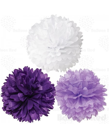 Tissue Pom Poms 4 Inch Tissue Paper Flower Pom Poms- Pack of 12- Purple x 4 / Lavender x 4 / White x 4 - CO12MZZF8DU $9.06