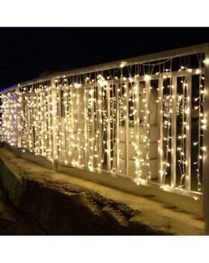 Outdoor String Lights Curtain Icicle Lights-Battery Powered-13ft(L) x 3.3ft(H)-200 LED Fairy String Lights with 8 Modes Remot...