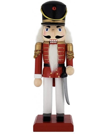 Nutcrackers Christmas Holiday Wooden Nutcracker Figure Soldier Doll with Traditional Red Jacket Uniform with Gold Details- 10...