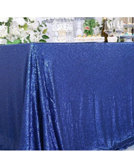 Tablecovers Navy Blue Sequin Tablecloth 60x102 Inch Rectangle Glitter Party Wedding Christmas Banquet Sparkle Table Cloth Spa...