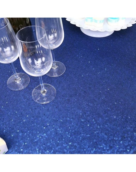 Tablecovers Navy Blue Sequin Tablecloth 60x102 Inch Rectangle Glitter Party Wedding Christmas Banquet Sparkle Table Cloth Spa...