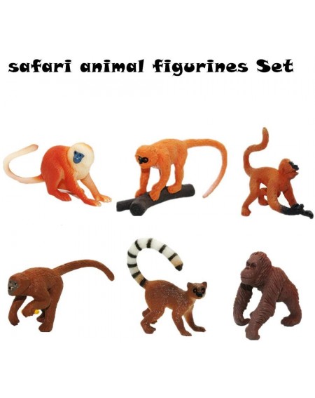 Cake & Cupcake Toppers 6PCS Safari Animal Figurines Set- Rainforest Animals Figures with Golden Monkey - C719DY87O2U $10.95