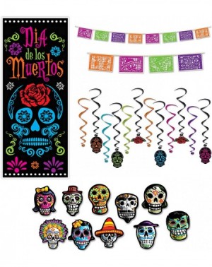 Banners & Garlands Day of the Dead Party Decorations Picado Style Pennant Banner Cutouts Hanging Whirls Door Poster - C018ES7...