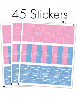 Favors Baby Gender Reveal Mini Candy Bar Wrappers - Lashes or Staches - 45 Stickers - C818Q6KHK2I $11.62