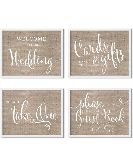 Banners & Garlands Unframed Wedding Party Signs- 8.5x11-inch- Printed Paper Burlap- Welcome to Our Wedding- Cards and Gifts- ...