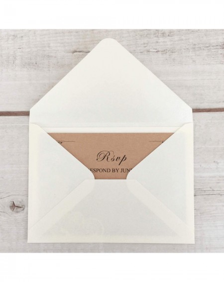 Invitations 50 Pcs Rustic RSVP Cards with Return Envelopes- Wedding Invitations Response Cards for Wedding- Ivory Pearl Laser...