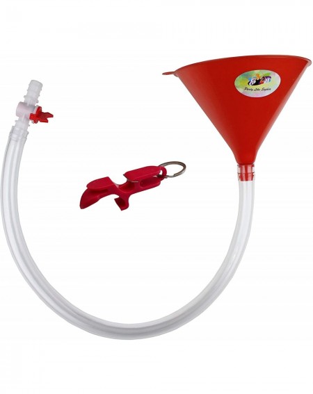 Adult Novelty Beer Bong Funnel with Valve - USA Made Extra Long 2.5 feet (30 inch) Kink Free Tube - Shotgun Keychain Tool Bot...