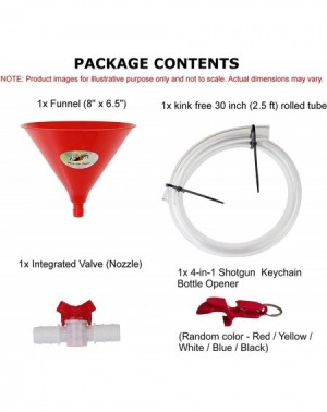 Adult Novelty Beer Bong Funnel with Valve - USA Made Extra Long 2.5 feet (30 inch) Kink Free Tube - Shotgun Keychain Tool Bot...