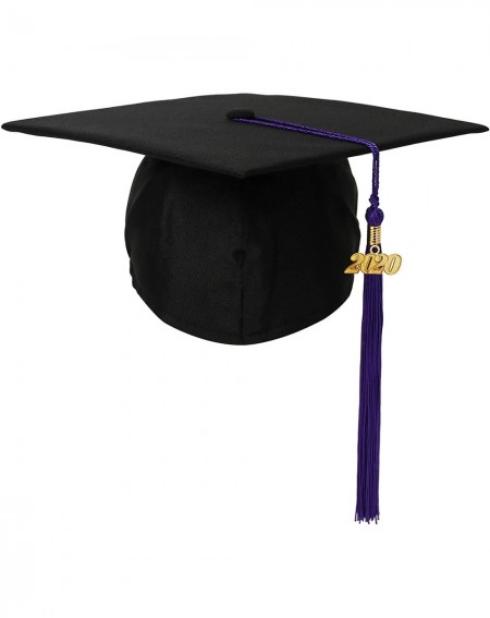 Hats Unisex Adult Matte Graduation Cap with 2020 Tassel - Black With Purple - C41933ZYCGU $24.12