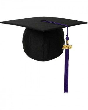 Hats Unisex Adult Matte Graduation Cap with 2020 Tassel - Black With Purple - C41933ZYCGU $16.19
