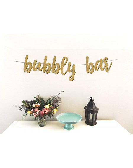 Banners & Garlands Bubbly Bar Banner - Premium Gold Glitter Cardstock Paper - Beautiful Decoration for Bridal Shower- Engagem...