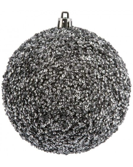 Ornaments 4" Gunmetal Beaded Ball Christmas Tree Ornament (6 pack) (N185684D) - CJ18XGRLZEY $41.03