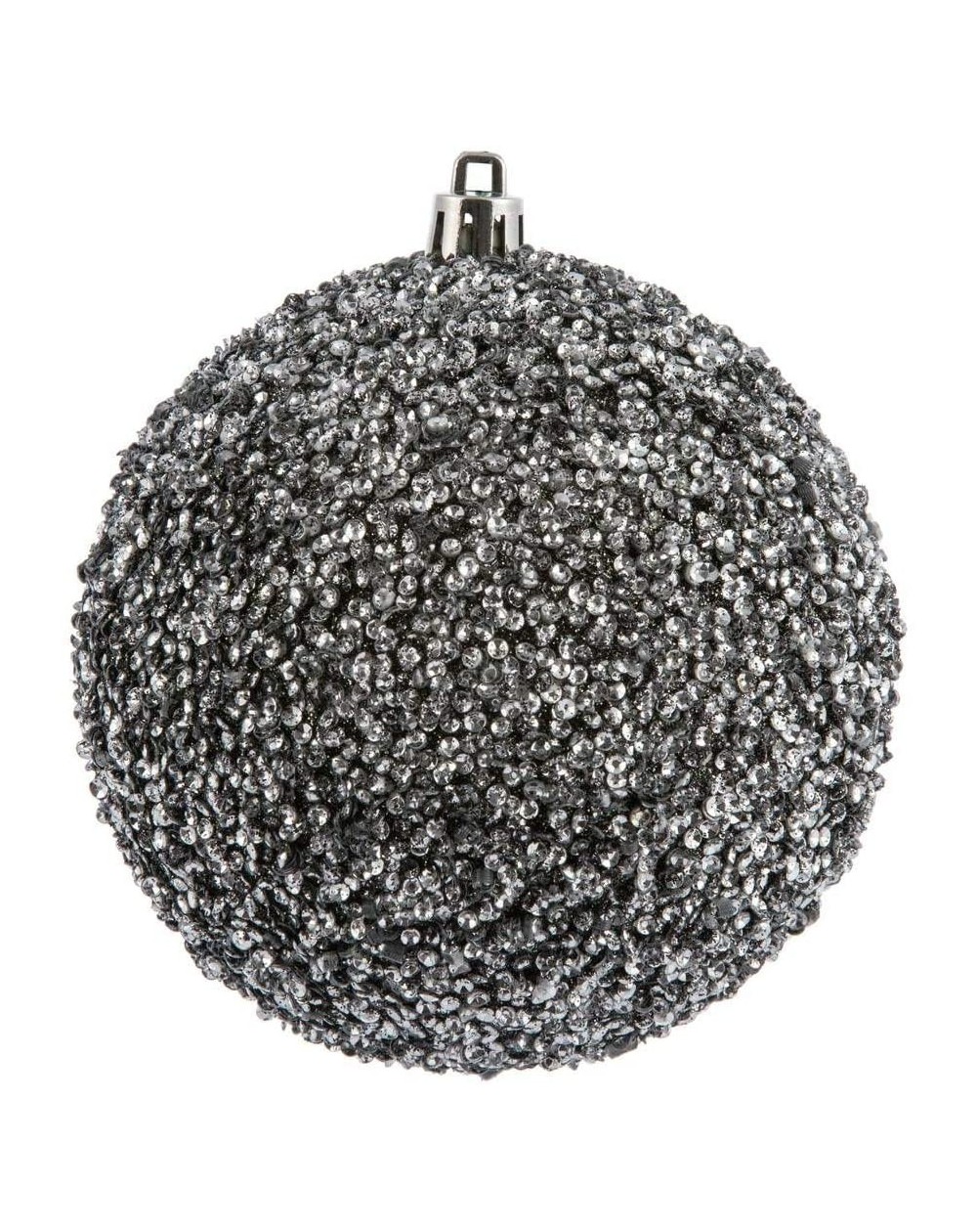Ornaments 4" Gunmetal Beaded Ball Christmas Tree Ornament (6 pack) (N185684D) - CJ18XGRLZEY $20.79
