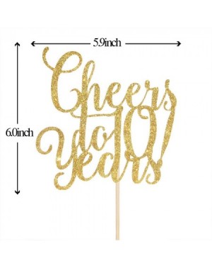 Cake & Cupcake Toppers Gold Glitter Cheers to 10 Years Cake Topper - Funny Child's 10th Birthday-Wedding Anniversary- Retirem...