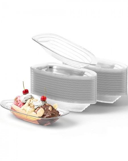 Party Tableware Super Fun- Recyclable Banana Split Boats 100 Pack. Best Long- 12 Oz Disposable Ice Cream Sundae Bowls. Perfec...