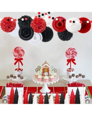 Tissue Pom Poms 29pcs Red Black White Mickey Minnie Mouse Ladybug Birthday Wedding Baby Shower Bachelorette Party Decoration ...