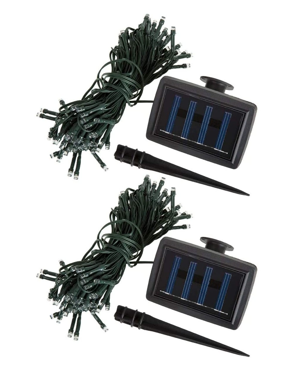 Outdoor String Lights SL151 100 LED Solar Fairy String Lights- Cool White- Green Cord- Outdoor/Indoor- 32-Foot- 2-Pack - C018...