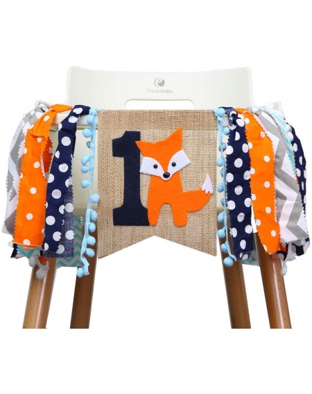Banners & Garlands Fox 1st Birthday for Highchair Banner - Woodland Animals for Cake Smash Party-First Birthday Decorations f...