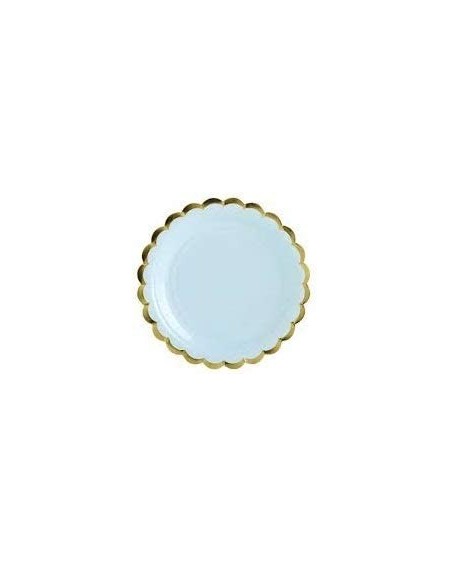 Tableware Gold Rimmed Party Paper Plates (Round Plates- Baby Blue) Baby Boy Shower Paper Plates - Baby Blue - C418O9ZH75X $17.81