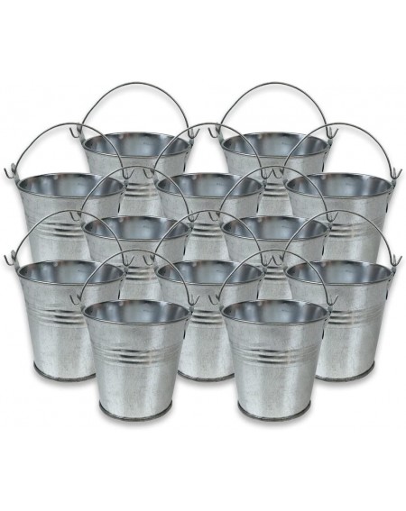Favors Mini 3-Inch Height Metal Crayon/Pencil Holder Favor Bucket Pail (12pcs- Galvanized) - Metal Favor Buckets and Craft Su...
