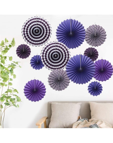 Party Packs Purple Paper Fans Hanging Paper Fans Flower Set- 12PCS Mexican Fiesta Kids Party Decorations Hanging Banner for W...