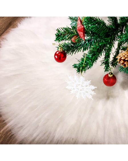 Tree Skirts 48 inch Faux Fur Christmas Tree Skirt Snowy White Tree Skirt for Christmas - Snowy White - CI18AKLL2GW $23.29