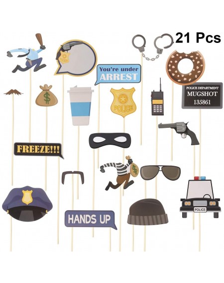Photobooth Props 21Pcs Police Photo Booth Props Kit Fun Police Party Supplies for Kids Police Birthday Party Decorations- Pol...