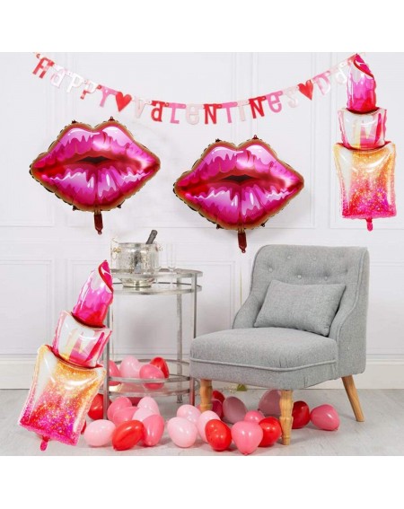 Balloons 4Pcs Red Lips Balloons and Lipstick Balloons Large Foil Lip Balloons for Birthday Valentines Wedding Bridal Shower T...