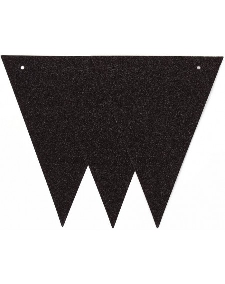 Banners & Garlands 20 Feet Black Glitter Pennant Banner- Paper Triangle Flags Bunting for Baby Birthday Party- Wedding Decor-...