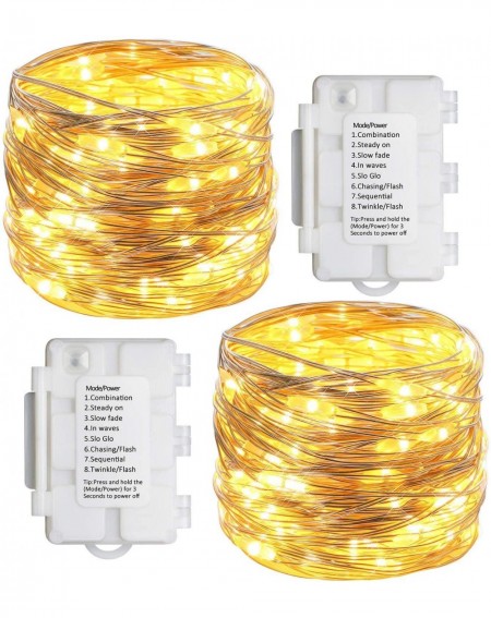Outdoor String Lights 2 Pack 33ft 100 Led Fairy Lights 8 Modes with Timer Twinkle Lights Indoor/Outdoor Waterproof Battery Op...
