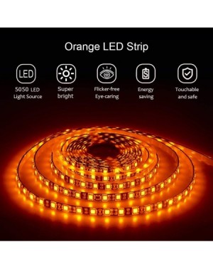 Indoor String Lights Orange LED Strip Lights 16.4ft 5050 SMD Black PCB 5M 300 LEDs Waterproof IP65 12V DC for Home Hotels Clu...