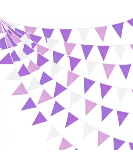 Banners & Garlands 10M/32Ft Pennant Banner Fabric Triangle Flag Cotton Cloth Bunting Garland Kit for Wedding Birthday Party H...
