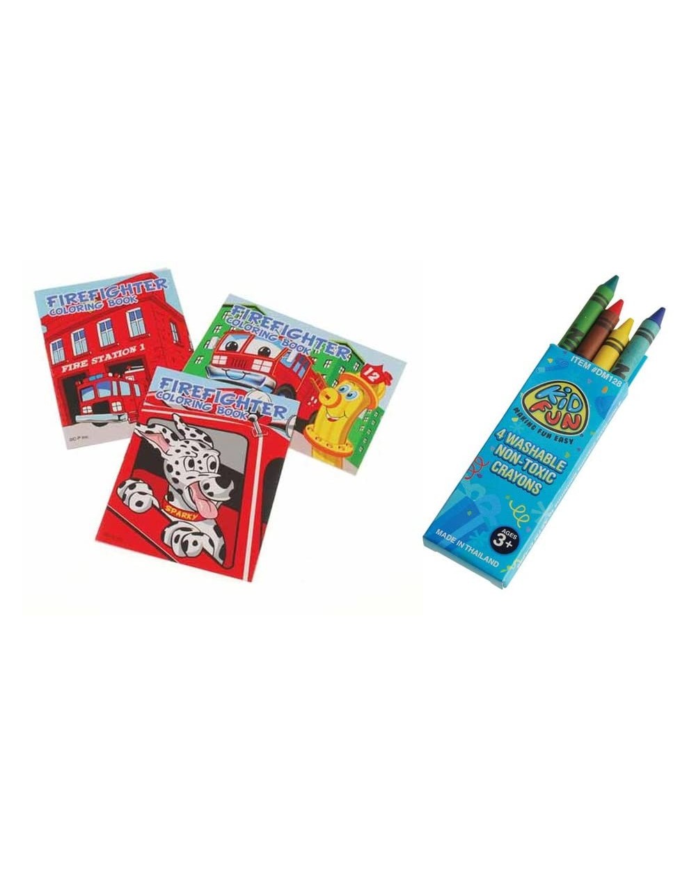Party Favors 24 Piece Firefighter Fireman Coloring Book & Crayons Bundle - CS18G7UC8EG $14.68