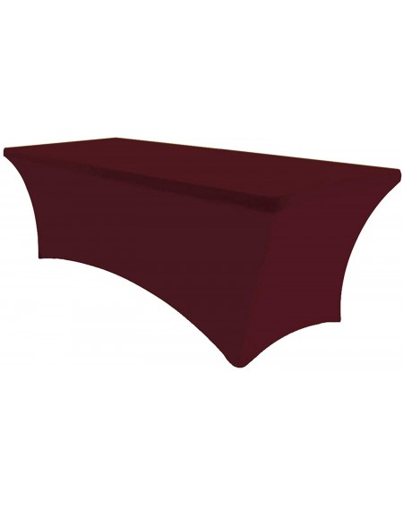 Tablecovers 4Ft Rectangular Fitted Spandex Tablecloths Wedding Party Table Covers Event Stretchable Tablecloth (Maroon) - Mar...