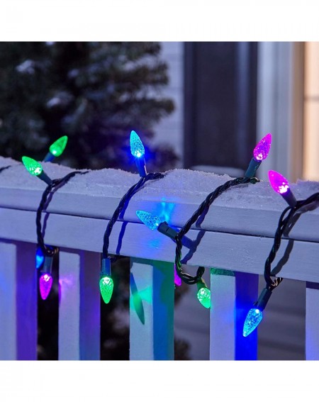 Outdoor String Lights C6 LED Christmas Lights - 70 Purple- Blue & Green Bulbs - 23.8 Ft. String Light - UL Certified - Indoor...