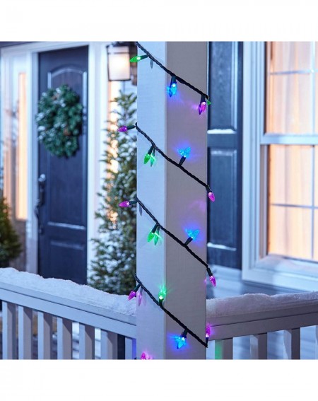 Outdoor String Lights C6 LED Christmas Lights - 70 Purple- Blue & Green Bulbs - 23.8 Ft. String Light - UL Certified - Indoor...