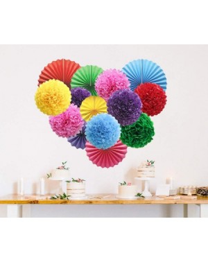 Tissue Pom Poms Colorful Hanging Paper Party Decorations- Round Paper Fans Set Paper Pom Poms Flowers for Birthday Wedding Gr...