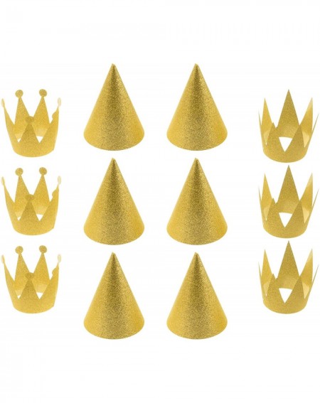 Hats Cosmos 12 PCS Birthday Party Cone Hats Crown Laurel Hats with Ropes (Gold) - Gold - CJ18EL4EK66 $9.50