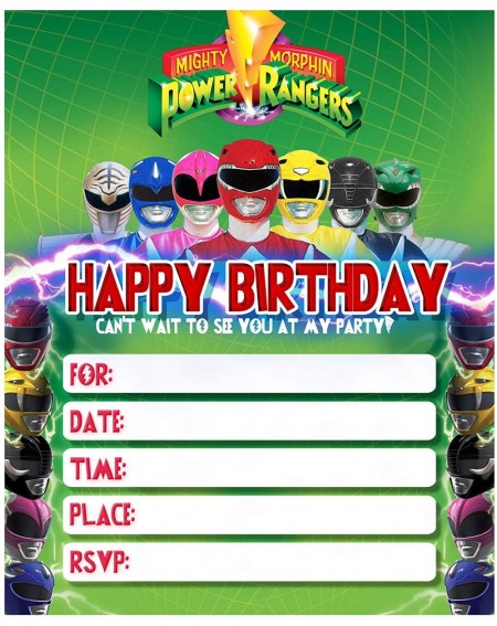 Invitations Happy Choice Invitation Cards - Power Rangers New Happy Birthday Fill-in +20 Envelopes-Light Weight 230 Gram Post...
