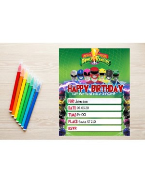 Invitations Happy Choice Invitation Cards - Power Rangers New Happy Birthday Fill-in +20 Envelopes-Light Weight 230 Gram Post...