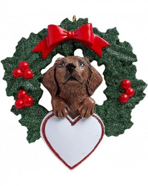 Ornaments Personalized Chocolate Lab with Wreath Christmas Tree Ornament 2020 - Labrador Retriever Dog Heart Paw Pure Love Ea...