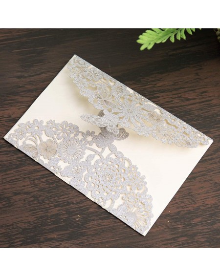 Invitations 20x Laser Cut Lace Flora Wedding Invitation Cards with Butterfly and Envelopes for Bridal Shower Engagement Quinc...