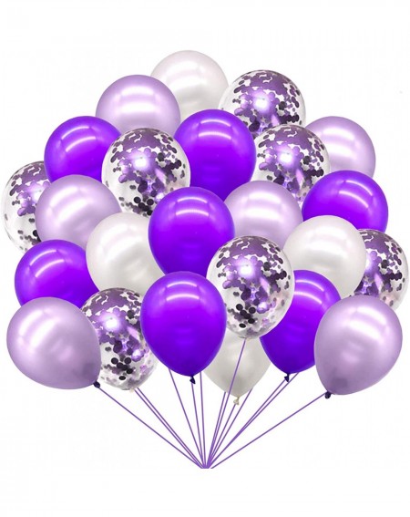 Balloons 72pcs Balloons Purple White Confetti Balloons Set - Purple Balloon Garland Kit for Wedding Birthday Graduation Party...