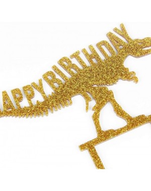 Cake & Cupcake Toppers Gold Happy Birthday Cake Topper with Dinosaur- Happy 1st 2nd 3rd 4th 5th 10th Children's Birthday Part...