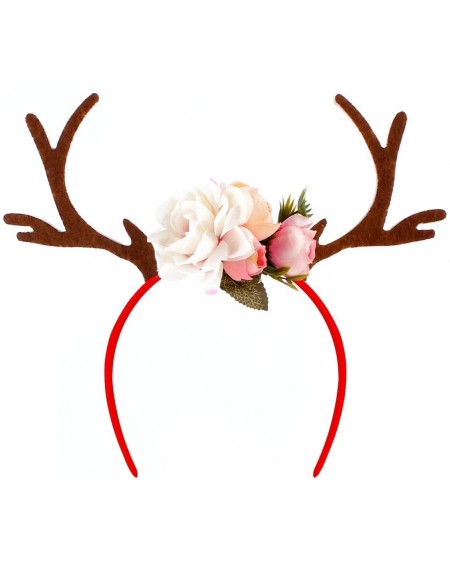 Party Hats Kids Girls Funny Deer Antler Headband with Flowers Blossom Novelty Party Hair Band Head Band Christmas Fancy Dress...