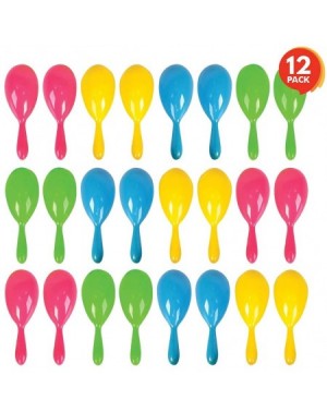 Noisemakers 4 Inch Plastic Maracas for Kids - 12 Pairs - Neon Music Hand Shakers - Fun Noise Makers and Toy Musical Instrumen...